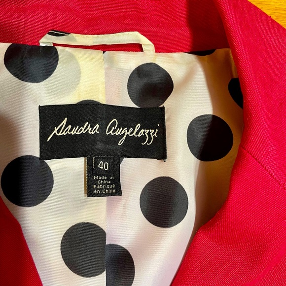 Red Cotton/Linen Jacket/blazer by Sandra Angelozzi Size 40 - Picture 6 of 9